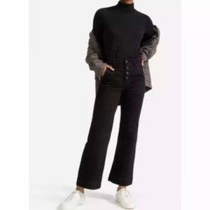 Everlane The Button Fly Wide Leg High Rise Ankle Jeans Black sz 26